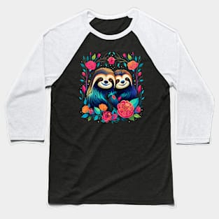 Sloth Couple Valentine Baseball T-Shirt